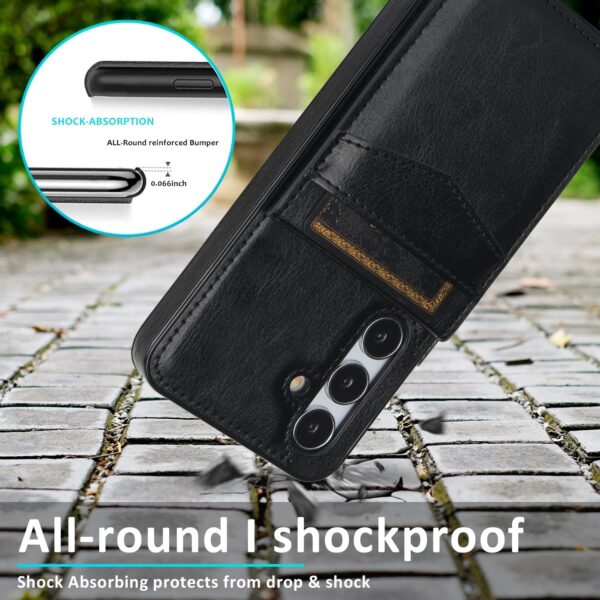 Phone Case for Samsung Galaxy S24 Plus S24+ 5G with Tempered Glass Screen Protector Credit Card Holder Wallet Cover Stand Leather Cell Accessories S24plus 24S + S 24 24+ 2024, 6.7 inch Women Men Black - Image 7