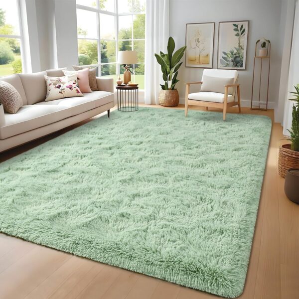 Nuttumico Fluffy Fuzzy Sage-Green Rugs for Bedroom, 8x10 Feet Soft Non Slip Plush Area Rug for Living Room, Kids Room, Indoor Modern Shaggy Rug for Nursery, Dorm, Home Decor - Image 3