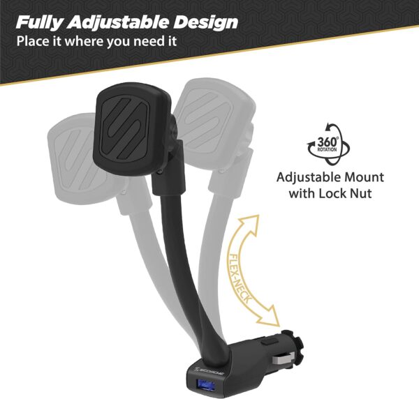 Scosche MAG12V-XCES0 MagicMount Universal Magnetic Car Phone Holder, Cigarette Lighter Mount with USB Charger, Easy Magnet Mounting for iPhone, iPad, Smartphones, Tablets, and All Devices - Image 4