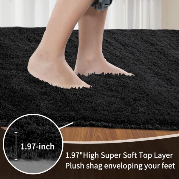 Sour Lemon Rugs Living Room 140x200cm, Black Area Rugs for Bedroom, Washable Anti Slip Extra Large Shaggy Soft Rug Fluffy Modern Floor Carpets Mat Beside Carpet for Kids Living Room - Image 3
