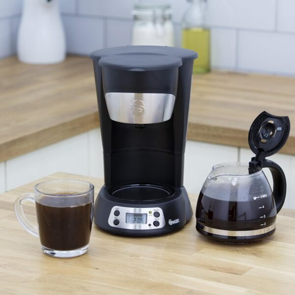 Swan SK13130N Programmable Coffee Maker with Keep Warm Function, LCD Timer, 750ml, 700W, Black - Image 4