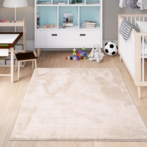 homeart Area Rugs – Soft, Short Pile Monochrome Carpets - Anti-Slip Backing, Machine Washable, Modern Fluffy Rugs for Living Room, Bedroom, Kitchen, Enterance - Cream, 60x110 cm - Image 6