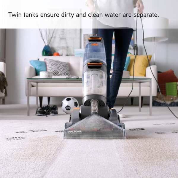 Vax Dual Power Carpet Cleaner and Washer, Stain Remover With Dual Rotating Brushbars, Twin Tank Technology, W86-DP-B, 2.7L, 800W, Orange [Energy Class A] - Image 7