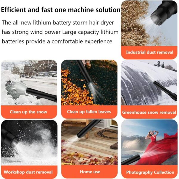 600W Electric Blower + Five-Gear Adjustment, Portable Handheld Brushless Leaf Blower + 2 Battery & Charger, for Lawn Care, Yard, Grass, Patio - Image 3