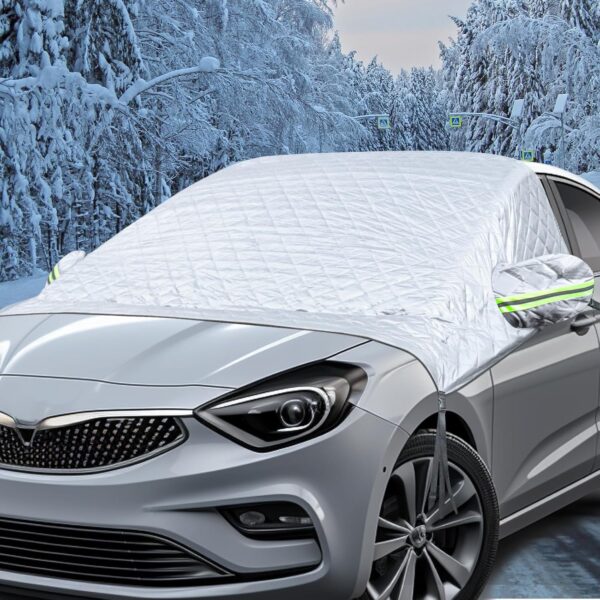 SelfTek Car Windscreen Cover for Winter, Large Car Frost Windscreen Cover with Rearview Mirror and Side Windows Cover Waterproof Windshield Cover for Ice and Snow Fits Most Cars, SUVs - Image 2