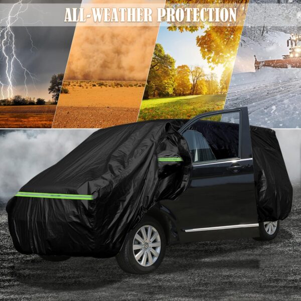 Waterproof Car Cover Compatible with VW T5 T6 LWB, 300D Car Cover All Weather Automobiles Full Exterior Covers Automotive Exterior Accessories for VW Transporter Multivan Caravelle (for T5 T6 LWB) - Image 7