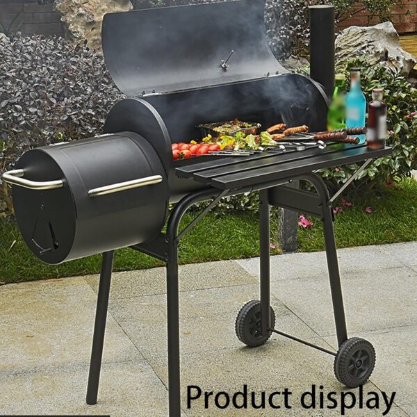 BWCKMTSC Charcoal Grill and Offset Smoker, Premium Outdoor Cooking Grill, BBQ Grill With Lid Cover, Lid Thermometer, Stand & Wheels, for Barbecue Outdoor Cooking Camping Hiking Picnic - Image 4