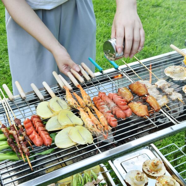 Charcoal Grill Portable Grill 16-piece Set Outdoor Cooking Folding Tabletop Grills Rustproof with Spice Plate/basket/Carrying Bag for BBQ Camping Patio Backyard - Image 6