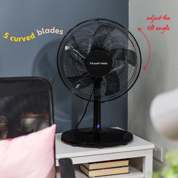 Russell Hobbs Tower Fan in Black - 3 in 1 Pedestal Fan with LED Display & Remote, 1.3m Height, 8 Speed Settings, Oscillating, 48W, 2 Year Guarantee - Image 8