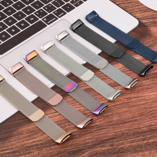 Metal Strap for Fitbit Charge 6/5 - Adjustable Stainless Steel Mesh Loop With Magnetic Clasp for Women and Men (Blue) - Image 9