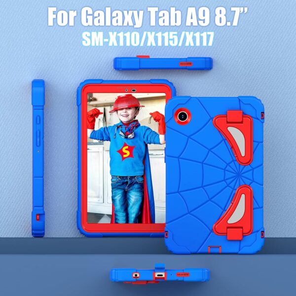 ATOOZ for Samsung Galaxy Tab A9 Kids Case 8.7 Inch,360° Heavy Duty Shockproof Sturdy Protective Cartoon Cover with Hard Front Frame & Stand Galaxy A9 8.7 Tablet Case (SM-X110/SM-X115/SM-X117) Blue - Image 6