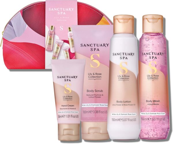 Sanctuary Spa Lily and Rose Collection Gift Set, Vegan, for Women, Birthday, Body and Bath Set - Image 2