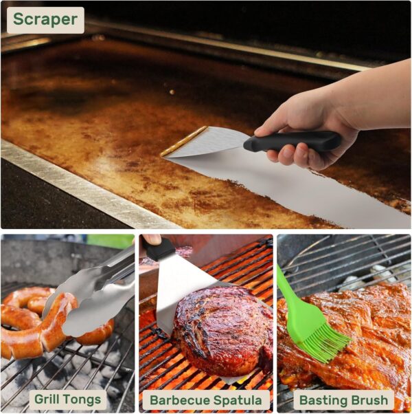 Gutenguy Griddle Accessories Kit, 22PCS Flat Top Grill Accessories Set for Blackstone, bbq Griddle Accessories with Basting Cover, Spatula, Scraper, Burger Press, Tongs, Cleaning Kit - Image 7