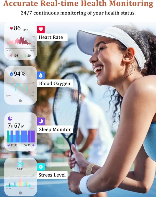 Smart Watch, Alexa Built-in, Answer/Make Calls 44mm Smartwatch Women Men, 1.83'' Sports Watch IP68 Waterproof, Heart Rate SpO2 Sleep Stress Monitor, Step Counter Watch for Android & iOS Phone - Image 6