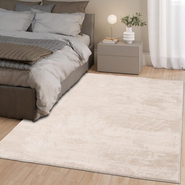 homeart Area Rugs – Soft, Short Pile Monochrome Carpets - Anti-Slip Backing, Machine Washable, Modern Fluffy Rugs for Living Room, Bedroom, Kitchen, Enterance - Cream, 60x110 cm - Image 5
