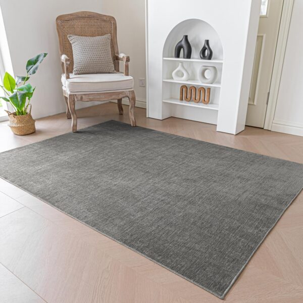Evitany Small Grey Bedroom Rug Anti-Slip Soft Rugs Washable Area Rugs for Bedroom Kitchen Lounge(Dark Grey,60x90 cm) - Image 2