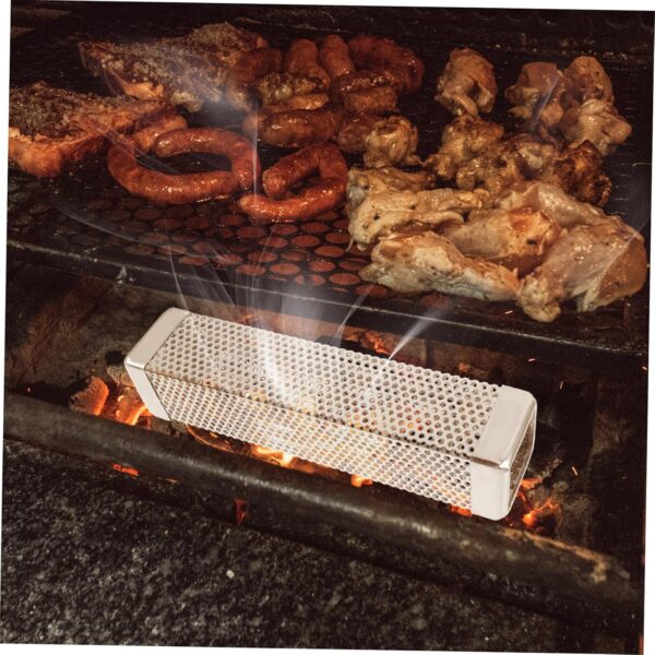 CAXUSD Stainless Steel BBQ Smoker Box 10 Inch Barbecue Grill Box for Gas/Charcoal/Electric Grill Outdoor Smoker Box Holes for Wood Chips - Image 9