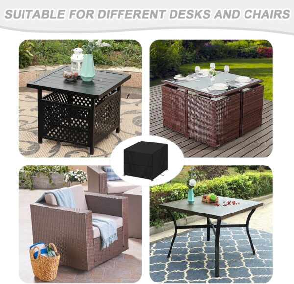 SIMPHAUS Garden Furniture Covers Waterproof for Fire Pit Table Set Outdoor Pizza Table Cover Fire Pit Covers Waterproof Square 80x80x80cm Garden Coffee Table Cover Windproof Anti UV 420D Oxford Fabric - Image 8