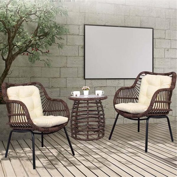 Generic Garden Furniture Set 3 Piece - Patio Bistro Sets With 2 Rattan Chairs And Coffee Table - Outdoor Balcony Furniture For Garden Oasis - Image 2