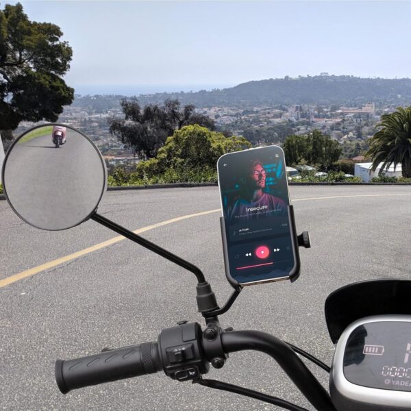 Mulor Motorbike Phone Holder Motorcycle Phone Mount on Rear View Mirror 360° Rotatable - Image 4