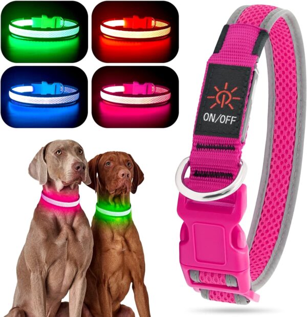 YFbrite Light up Dog Collar, Rechargeable LED Dog Collar, Flashing Dog Collar, Adjustable Reflective Dog Collar Safety Glowing at night (Green, Medium) - Image 10