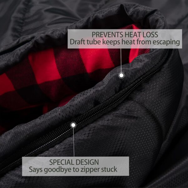HiZYNICE 0 Degree Sleeping Bag 100% Cotton Flannel for Adults Camping Big and Tall Man Extra Large Wide XXL Oversized Cold Weather Winter,Free Compression Sack - Image 5