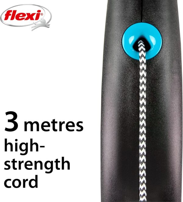Flexi Black Design Cord Blue Extra Small 3m Retractable Dog Leash/Lead for dogs up to 8kgs/18lbs - Image 4