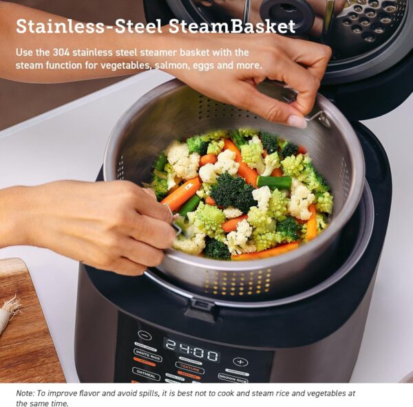 COSORI Rice Cooker, Slow Cooker & Steamer with Ceramic Coated Inner Pot and Fuzzy Logic, 50 Recipes,10 Cups, 5L Capacity, with 17 Functions, Warmer, Timer - Image 6