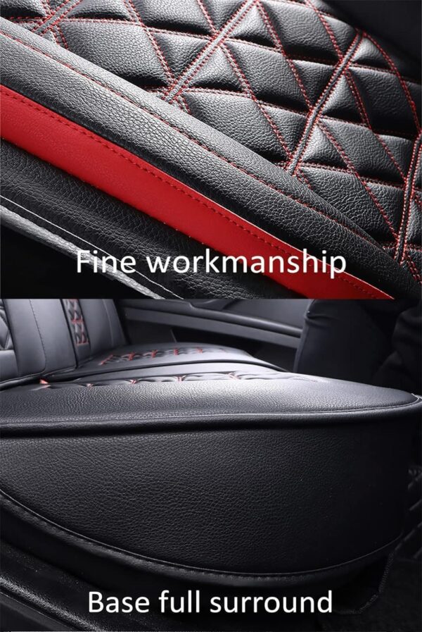 Eunncu Universal Car Seat Covers Waterproof Leather Full Set, Can Protect Front and Rear Seats, To Fit Most Cars, Side Airbag Compatible, Coffee Luxury - Image 6