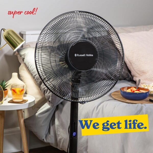 Russell Hobbs Tower Fan in Black - 3 in 1 Pedestal Fan with LED Display & Remote, 1.3m Height, 8 Speed Settings, Oscillating, 48W, 2 Year Guarantee - Image 9