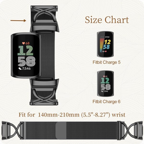 JKD X-Shape Metal Band Compatible with Fitbit Charge 6/ Charge 5 Bands for Women Men, Soft Stainless Steel Mesh Loop Strap Bracelet Wrist Band Replacement for Fitbit Charge 5/ Charge 6 Fitness Tracker - Image 7