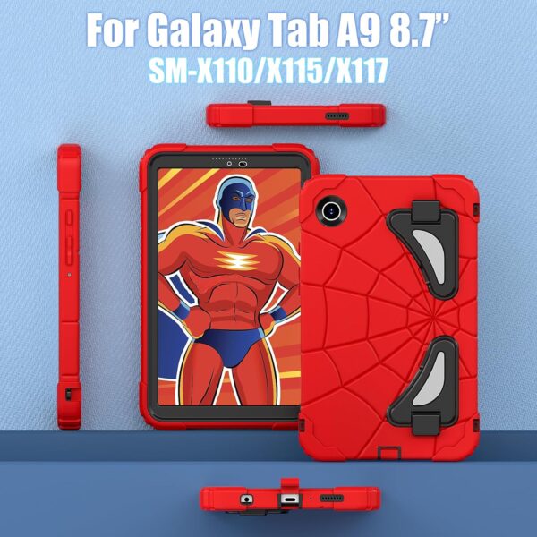 ATOOZ for Samsung Galaxy Tab A9 Kids Case 8.7 Inch,360° Heavy Duty Shockproof Sturdy Protective Cartoon Cover with Hard Front Frame & Stand Galaxy A9 8.7 Tablet Case (SM-X110/SM-X115/SM-X117) Red - Image 5