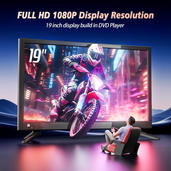 Desobry 19 inch small TV Built-in DVD player, 1080P mini TV with freeview, supports HDMI USB AV input, 12v tvs for motorhomes/campervan/caravan/camping - Image 3