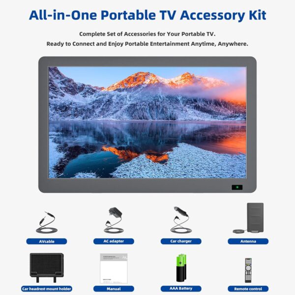 Desobry (2025 upgraded version) 14.2 inch Portable TV with stronger Antenna 1080P freeview outdoor tv with DVB/T2 Tuner Rechargeable Battery Operated Mini TV LCD,Built-in Stand,HDMI Input,USB - Image 6