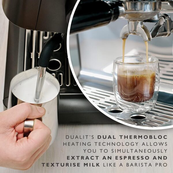 Dualit Espressivo Pro Coffee Machine - Dual Boiler - Integrated Coffee Bean Grinder - Steam Wand - 2.8L Removable Water Tank - Built in Warming Plate - 20 Bar Pressure - Stainless Steel - Image 7