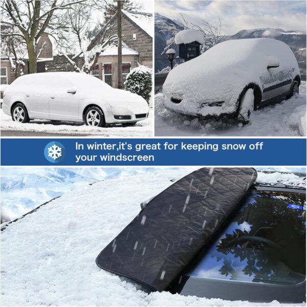 Car Windscreen Cover,Windshield Cover For Winter,Snow Cover Waterproof Dustproof,Sun UV Snow Ice Frost Guard for Cars,SUVs,Vans,Truck,etc.(Large Size) - Image 3