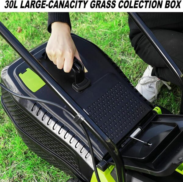 13-Inch Push Lawn Sweeper, Corded Electric Dethatcher, Strong Rubber Wheels & Adjustable Mowing Height, Lightweight Walk-Behind Lawn Mower Clear,forGarden, lawn, football field - Image 4