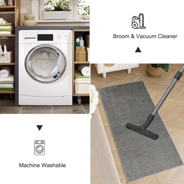 Evitany Small Grey Bedroom Rug Anti-Slip Soft Rugs Washable Area Rugs for Bedroom Kitchen Lounge(Dark Grey,60x90 cm) - Image 6