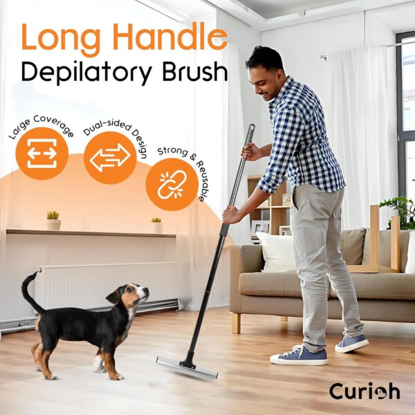 Curioh Double Sided Pet Hair Remover Carpet Scraper - Carpet Rake for Dog, Cat Hair Removal - Carpet Brush for Pet Hair - Reusable Lint Rollers - Image 4