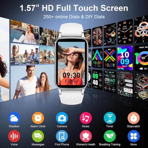 Smart Watch for Men Women, 1.57" Touch Smartwatch Answer/Make Calls, Fitness Watch with Heart Rate Sleep Monitor Step Counter, 110+ Sports Modes Activity Tracker, IP68 Waterproof Watch for Android iOS - Image 7