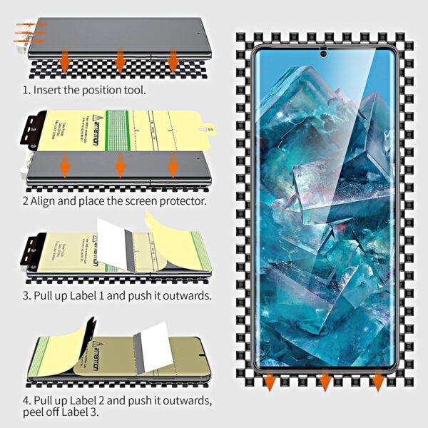 QUESPLE for Google Pixel 8 Pro Privacy Screen Protector [2 Pack], Anti-Spy Support Fingerprint Unlock Google 8 Pro Screen Protector Film, Full Coverage Flexible TPU Protector - Image 9