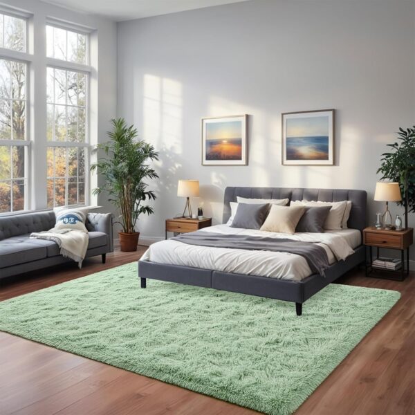 Nuttumico Fluffy Fuzzy Sage-Green Rugs for Bedroom, 8x10 Feet Soft Non Slip Plush Area Rug for Living Room, Kids Room, Indoor Modern Shaggy Rug for Nursery, Dorm, Home Decor - Image 9