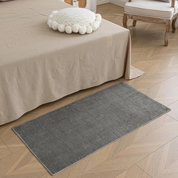 Evitany Small Grey Bedroom Rug Anti-Slip Soft Rugs Washable Area Rugs for Bedroom Kitchen Lounge(Dark Grey,60x90 cm) - Image 7