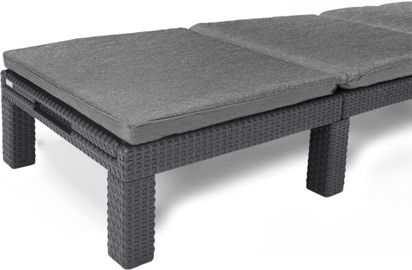 Allibert by Keter Daytona Deluxe Outdoor Garden Sun lounger - Graphite with Grey Cushions - Image 8