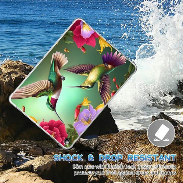Dikoer for Samsung Galaxy Tab A9 8.7" 2023 SM-X110/X115/X117 Clear Tablet Case, Slim Back Shell Anti-Slip Soft TPU Protection Transparent Shockproof Cover for Galaxy Tab A9 2023, Hummingbird Flower - Image 7