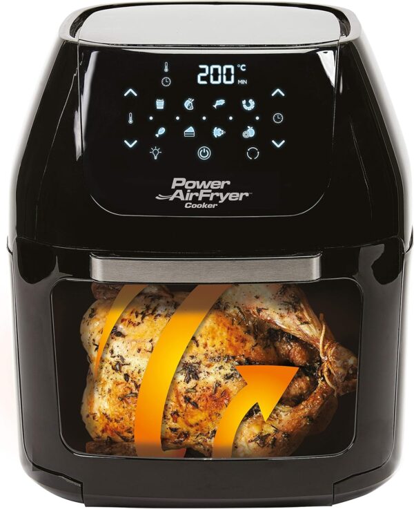 PowerXL Air Fryer Cooker 5.7L Capacity - Chip Fryer & Portable Oven - Oil Free Hot Air Fryer for Healthier Cooking - Rotating Rotisserie & Dehydrator - 1800W Black CM-001 - Image 3