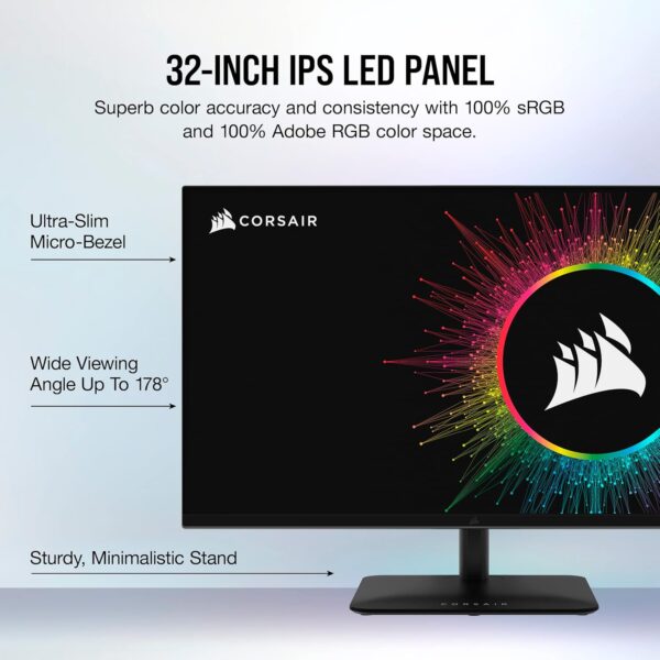 Corsair XENEON 32UHD144-A 32 Inch 4K Gaming Monitor - 144Hz, IPS, 1ms, 3840 x 2160, FreeSync Premium, HDR600, DisplayPort, HDMI, USB-C Hub - Image 5