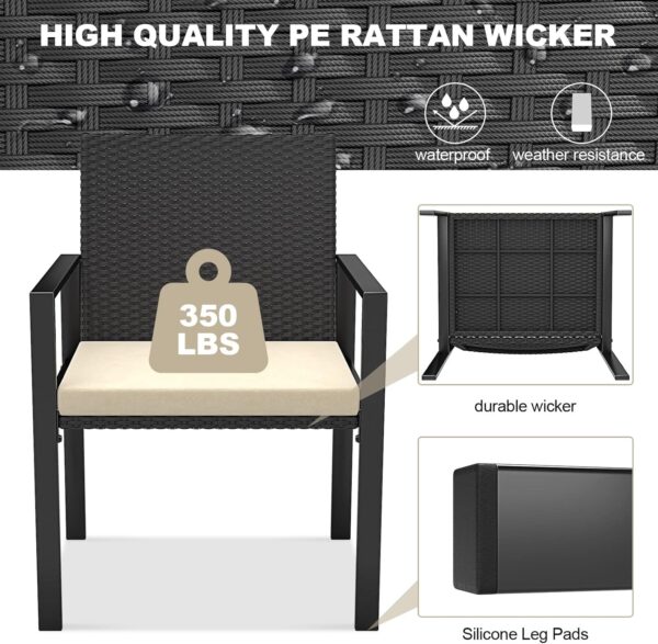 bigzzia Rattan Garden Furniture Set, 4 piece Patio Rattan furniture sofa Weaving Wicker includes 2 Armchairs,1 Double seat Sofa and 1 table (New Black Set) - Image 3