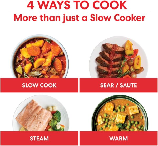 Instant Superior Slow Cooker - Digital Slow Cooker with Steamer, Sauté, Sear, Reheat and Keep Warm Functions, Removable Dishwasher Safe Pot - Up to 10 Portions, 7.1L Capacity - Image 3