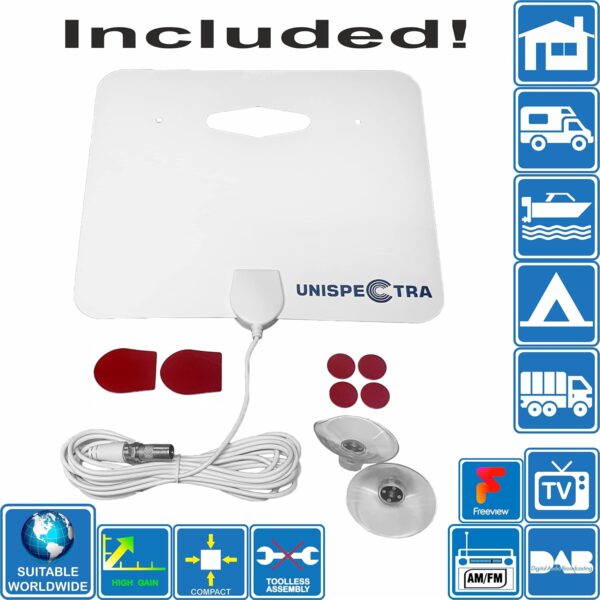 Unispectra ® 16 inch LED 240v (volt) 12v TV Screen Share Freeview & FM Tuner, USB. 12V TVs for Motorhomes, Campervan, Caravan TV, Camping, Truck, Lorry, Van, Boat, Kitchen, Bedroom - Image 9